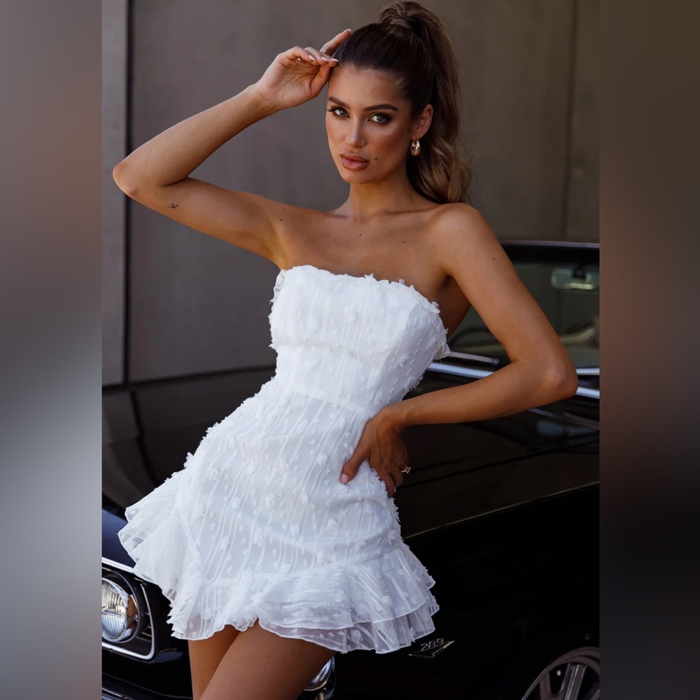 Selfie Leslie CeCe embellished bandeau dress white